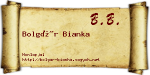 Bolgár Bianka névjegykártya